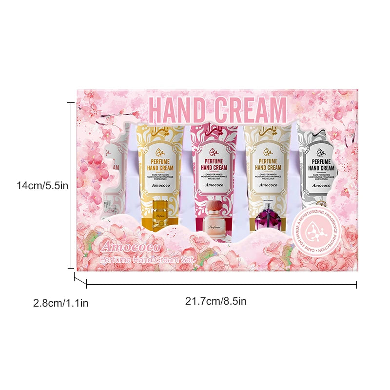 Amococo Perfume Hand Cream Set Moisturizing Hand Lotion Gift Box For Women Travel Size Hand Care Kit