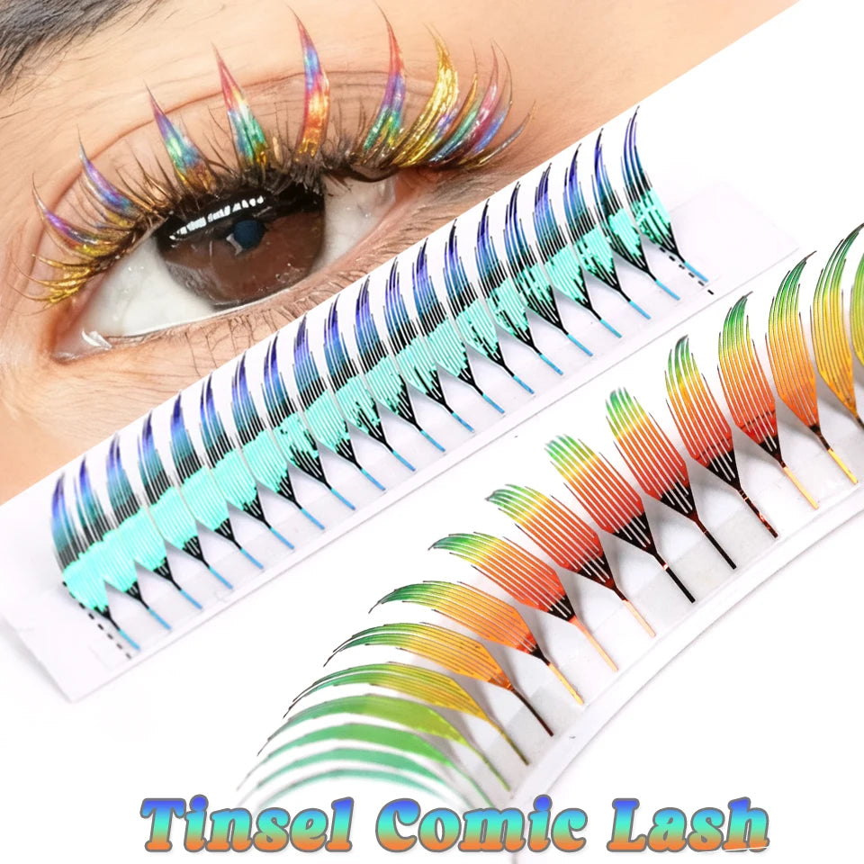 AGUUD Color Shiny Comic Spire Lashes Extension Manga Style Holographic Feather Lash Natural Soft Tinsel Anime Lash for Christmas