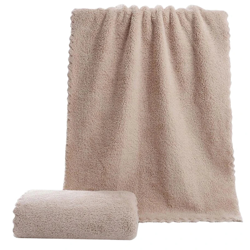 Soft Towel Bath Washing Cleaning Swimming Bathing Tools Dry Hair Water Absorbent Double-Sided Coral Velvet Microfiber Towel