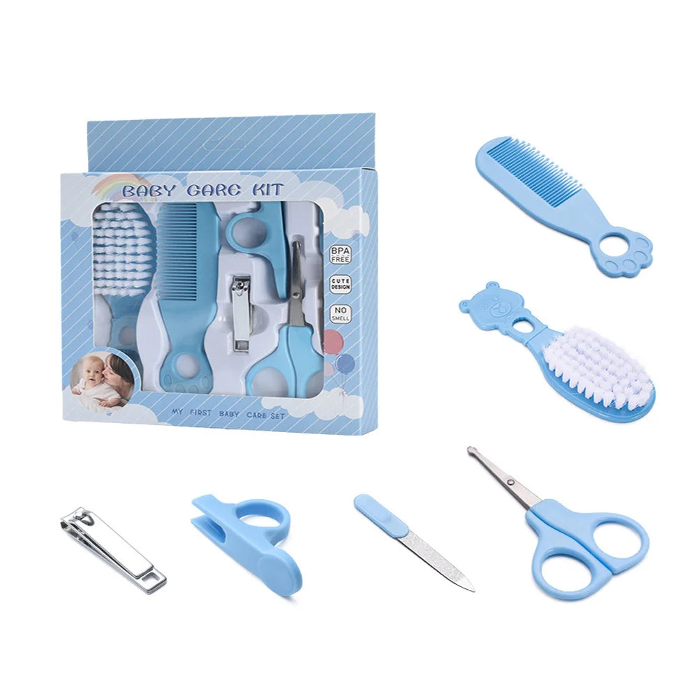 Baby Grooming Kit 6-Piece, Anti-Pinch Nail Clipper, Soft Hair Brush, Newborn Daily Care Comb, Great Helper for Mom