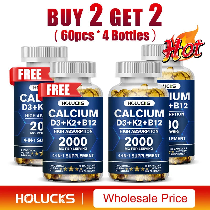 Calcium Supplements, with Vitamin D3 K2, Support Bone Muscle TeethHealth, Replenish Joints, Calcium Absorption