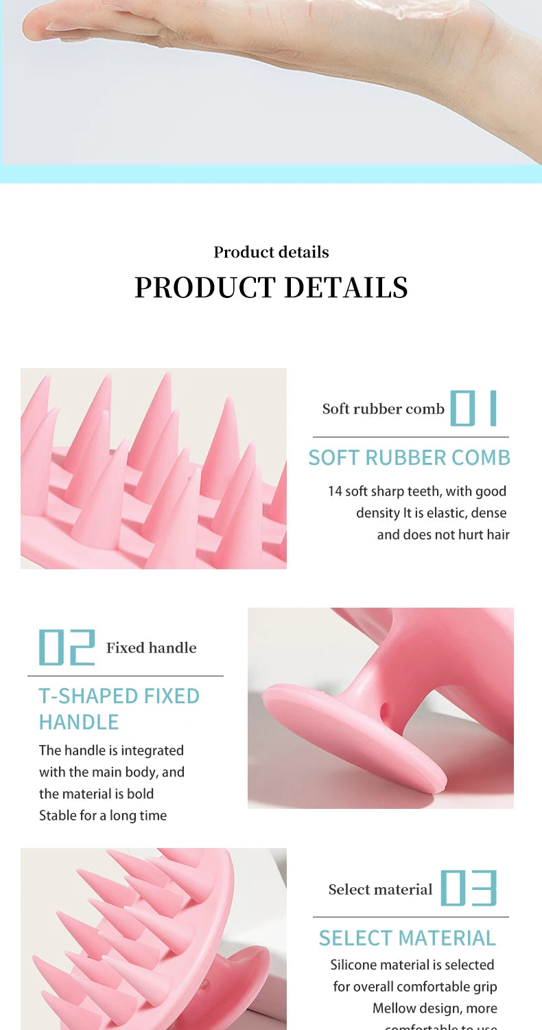 Silicone Shampoo Head Scalp Massage Brush Silicone Body Brush Hair Washing Comb SPA Bath Shower Brush Salon Hairdressing Tools