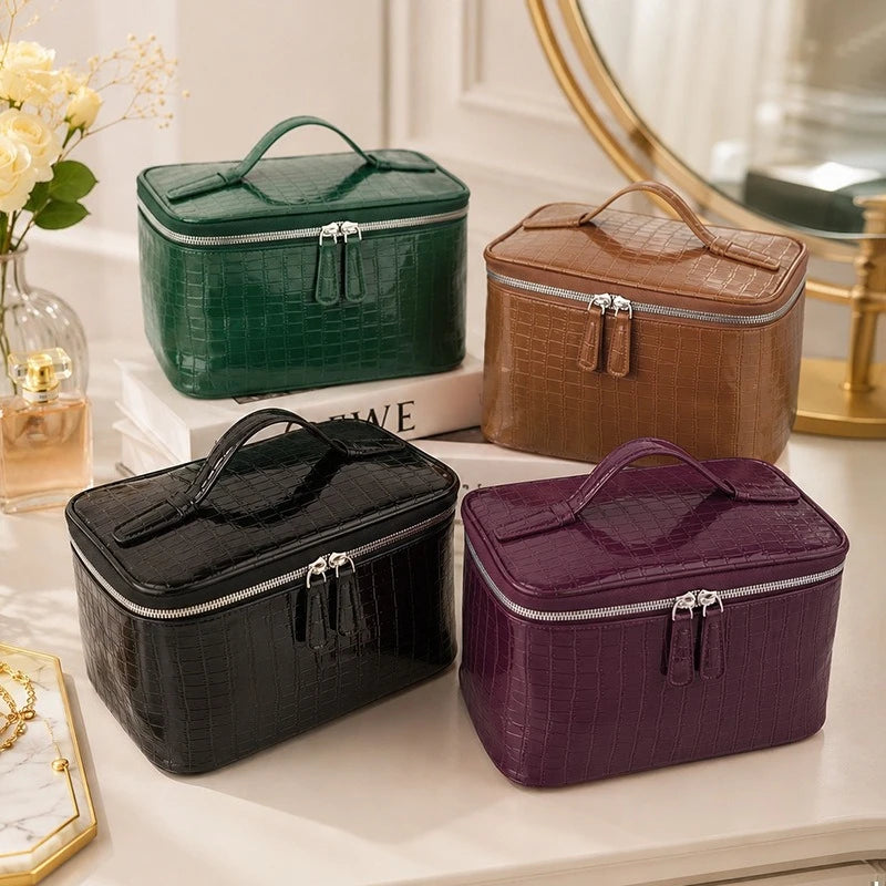 Embossed Makeup Bag Large Capacity Waterproof Travel Toiletry Bag Fashion Portable Women Cosmetic Storage Organizer
