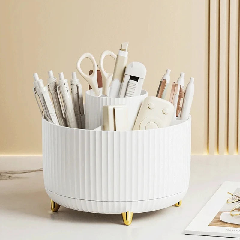 360 Degree Rotating Makeup Brush Organizer Cosmetic Brush Holder Desktop Storage Box Pen Pencil Container Organizer