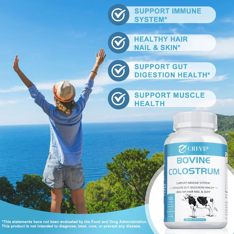 Bovine Colostrum Supplement - Beneficial for Gut Health, Boosts Immunity, Promotes Muscle Recovery, and Provides Immune Support