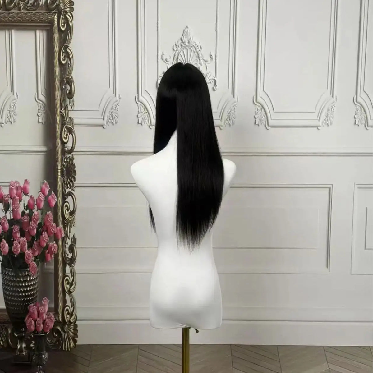 6*6 Silk Top Virgin European Human Hair Wig Bangs Natural Hairline Silk Base Glueless Elastic Cap Breathable Wear To Go Wig For