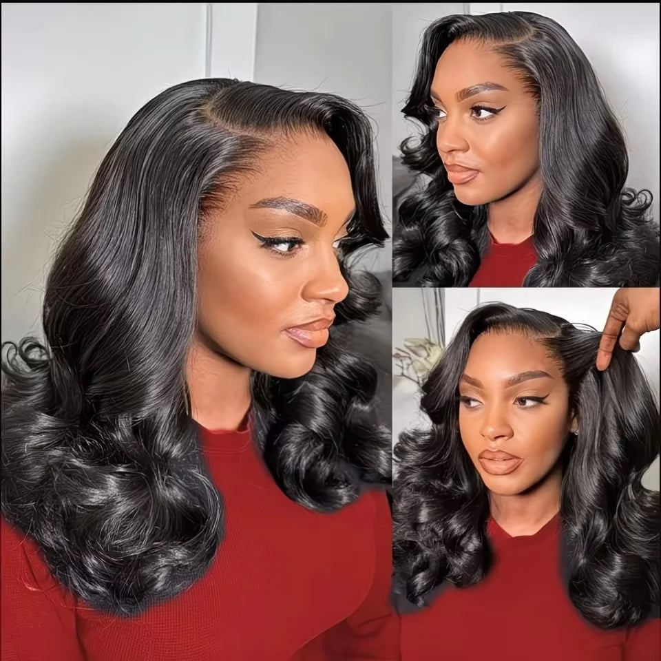 8-16 Inch Body Wave Short Bob Wig 200 Density 4x4 Lace Frontal Wig Human Hair Wigs 5x5 Glueless Wig Brazilian Black Natural Color Ready To Wear Glueless Closure Wig For Women