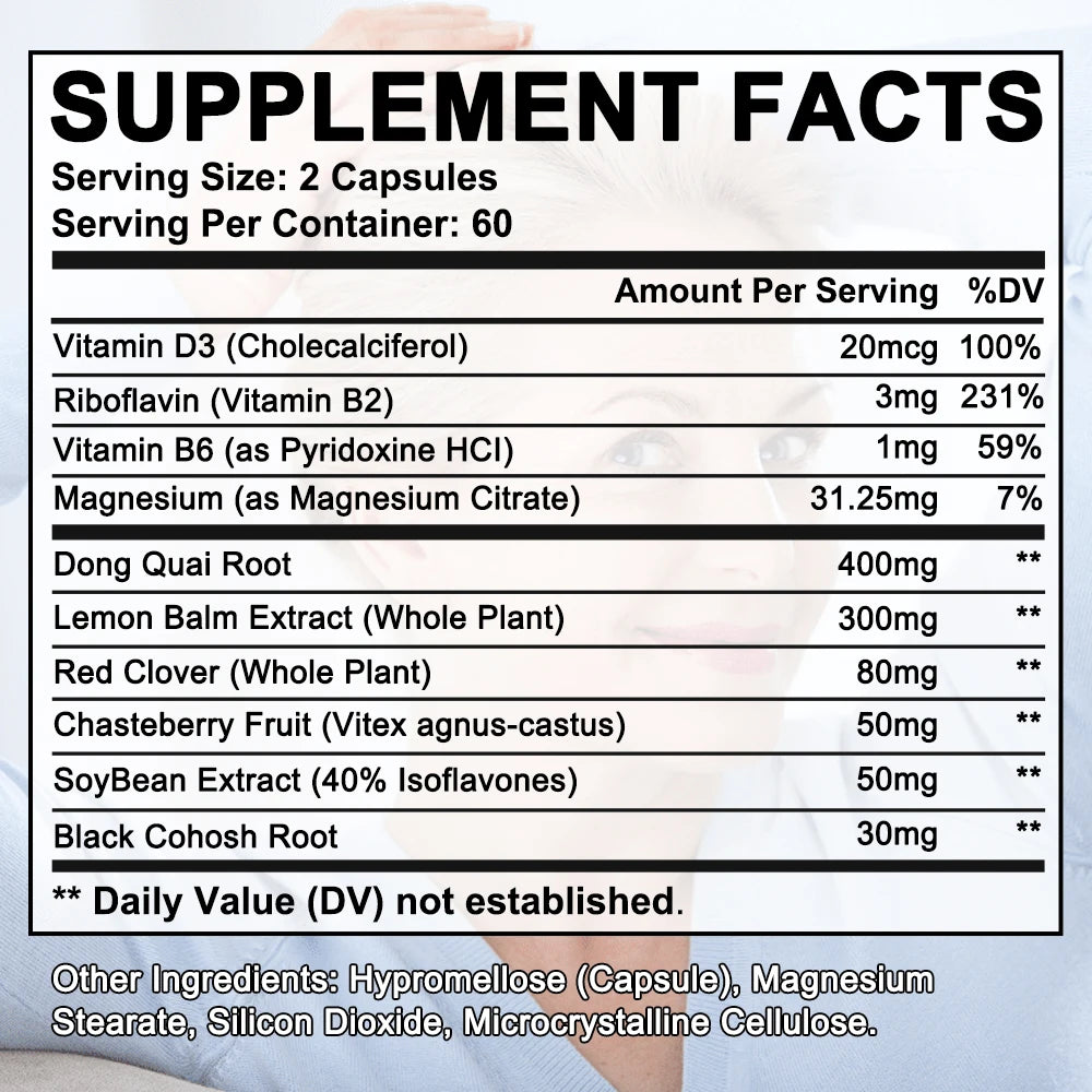 Menopause Support Supplements for Women Can Relieve Hot Flashes, Night Sweats, Mood Swings, Low Energy and More.