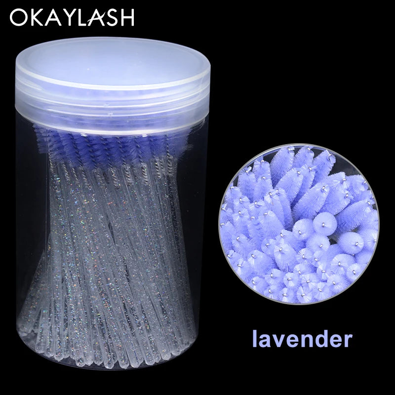 50pcs Crystal Eyelash Brushes With Contianer Disposable Lash Mascara Wands In Case Micro Makeup Applicators  Beauty Tools