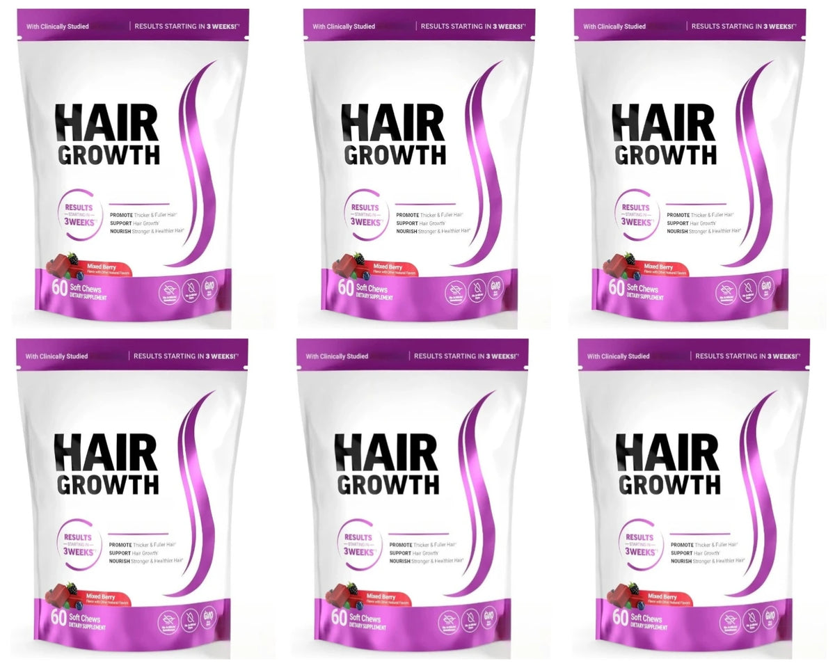 Hair Wellness Soft Chews with Biotin 10000mcg Vitamins C E Supports Healthy Looking Hair Mixed Berry 60 Soft Chews