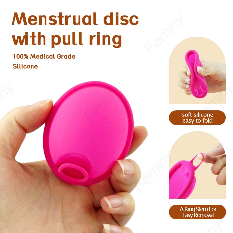 Feminy XS Menstrual Discs With Applicator And Container Case Set Medical Silicone Coletor Menstrual Period Cup Storage Box