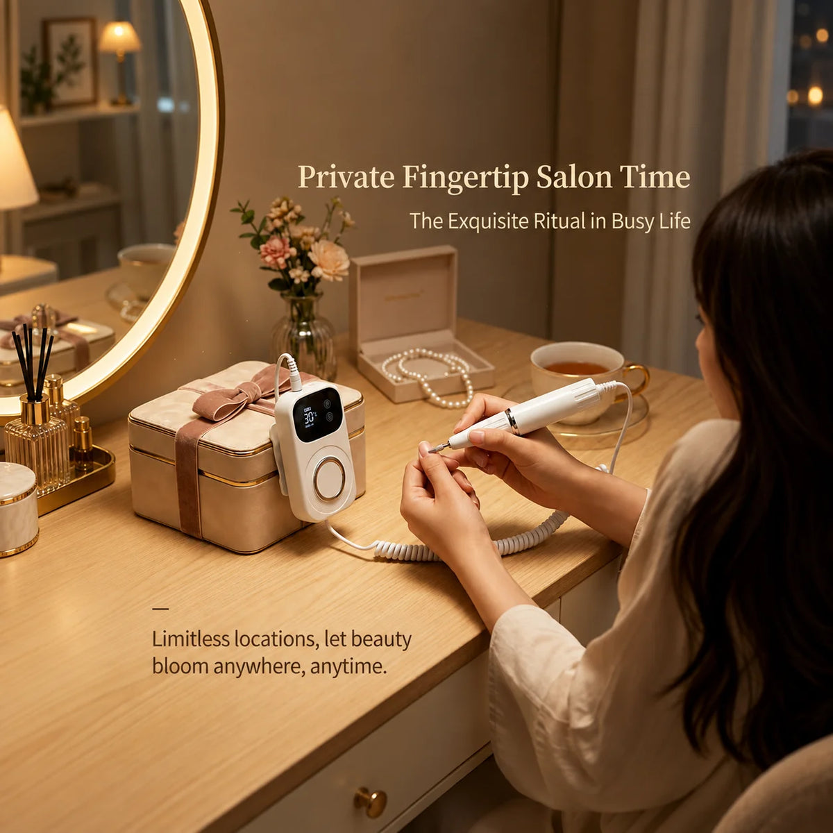 2-in-1 Rechargeable Nail Drill & Uv Led Lamp, 50-Speed Digital Portable E-File for Gel Acrylic Nails, Home Salon Christmas Gift
