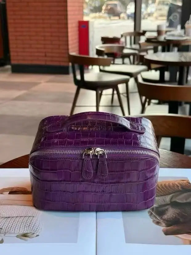 Dermis Makeup Brush Bags Crocodile Pattern Makeup Organizer Bag Large Capacity Skincare Bag Portable Commuting Big Makeup Bag