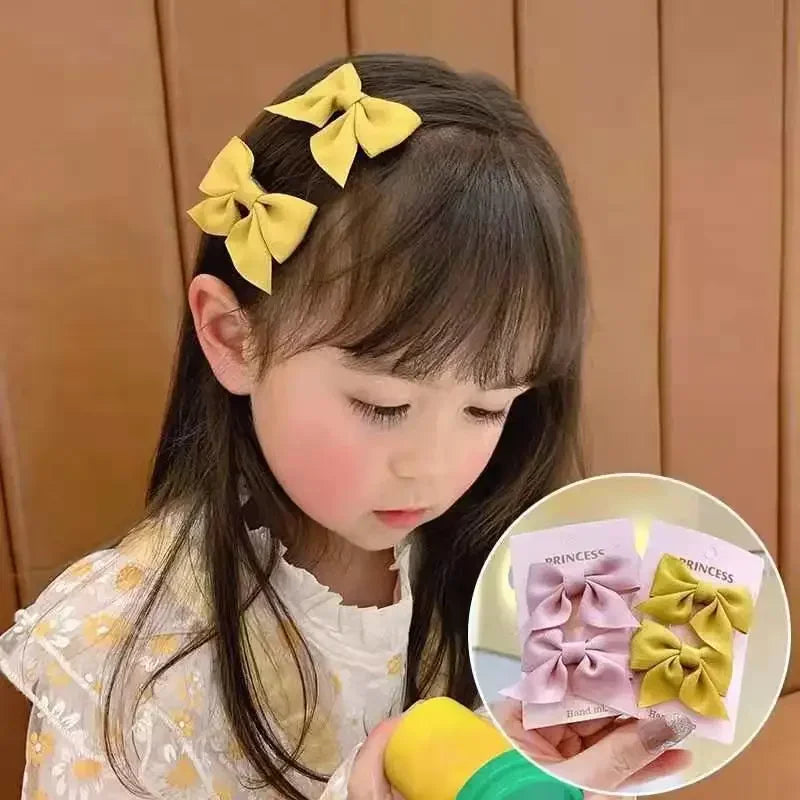 2Pcs Kids Red Bows Hair Clips for Baby Girls Handmade Ribbon Bowknots Hairpins Barrettes New Year Christmas Hair Accessories