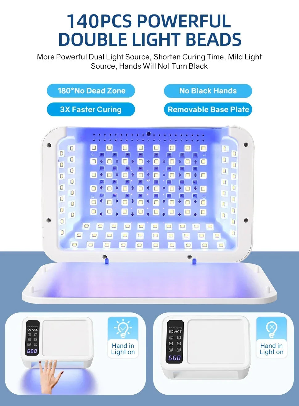 480W Big Space UV LED Nail Lamp For Manicure Lamp Drying Gel Nail Polish 140LEDS Nail Dryer With LCD Screens Salon Tools
