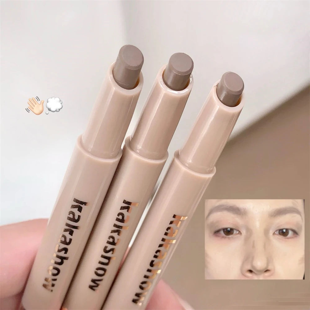 3D Contouring Pen Matte Bronzer Stick Grey Brown Nose Shadow Contour Pen With Brush Double Head Facial Contour Stick Makeup