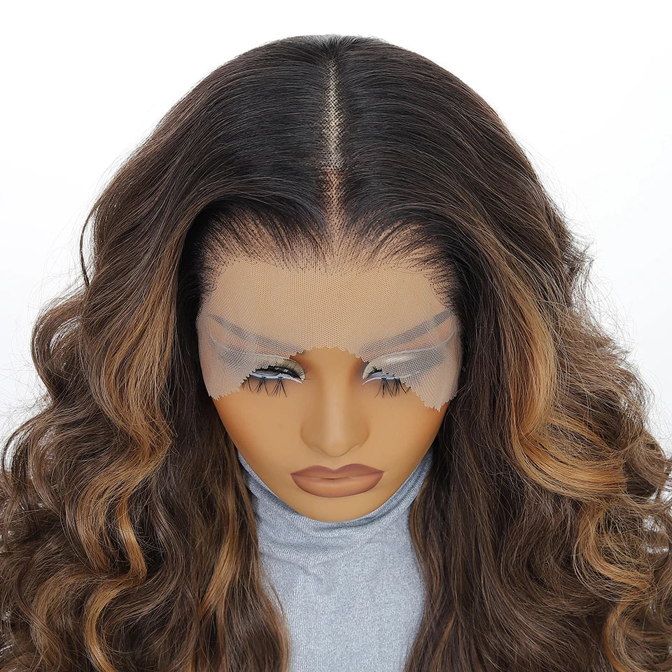 99J Burgundy Synthetic Lace Frontal Wig 13x6 Body Wave Long Deep Wavy Ombre Black Lace Wigs for Women Heat Resistant Cosplay Wig