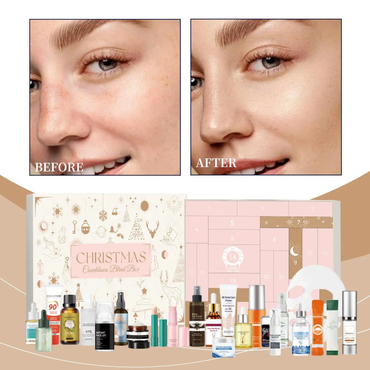 24pcs girl makeup set 24 Days of Christmas Countdown Calendar box Christmas makeup Advent Calendar kit girl Christmas gift