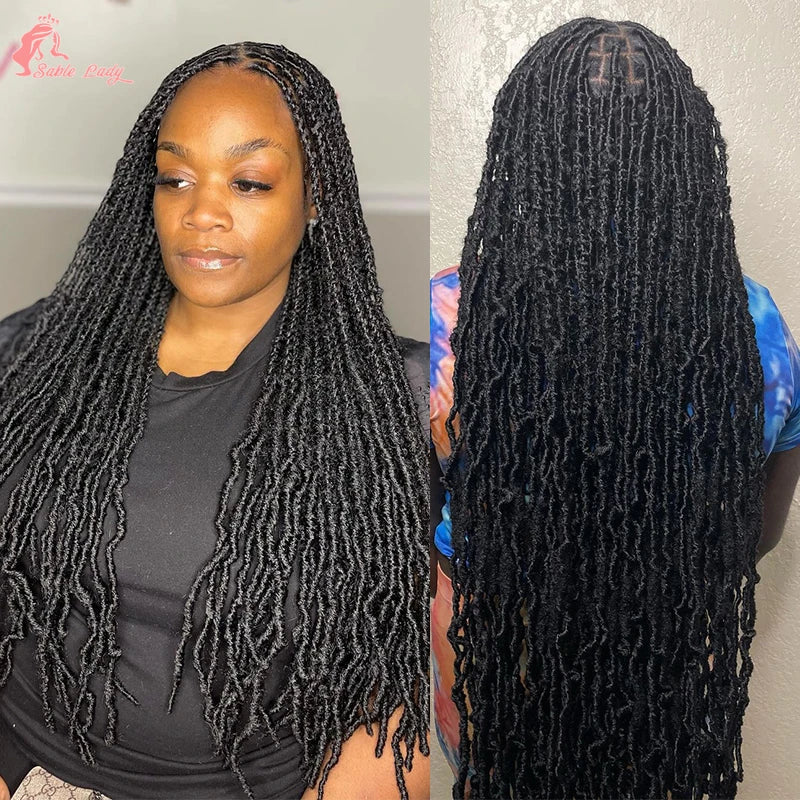 Long 40" Synthetic Knotless Braided Wigs Dreadlock Locs Braids Wigs for Black Women Twist Box Braids Full Lace Front Wig African