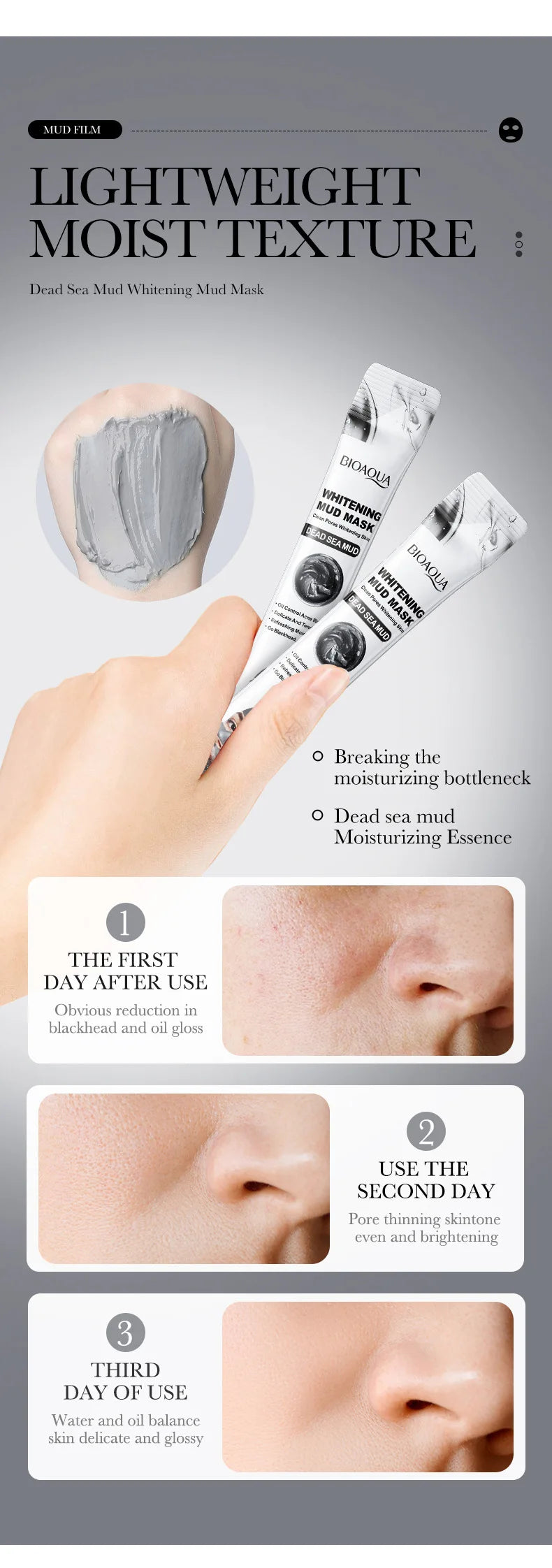 10pcs Dead Sea Mud Whitening Mud Mask Clean Deep Moisturizing Shrink Pores Blackhead Acne Facial Film Korean Skin Care Product