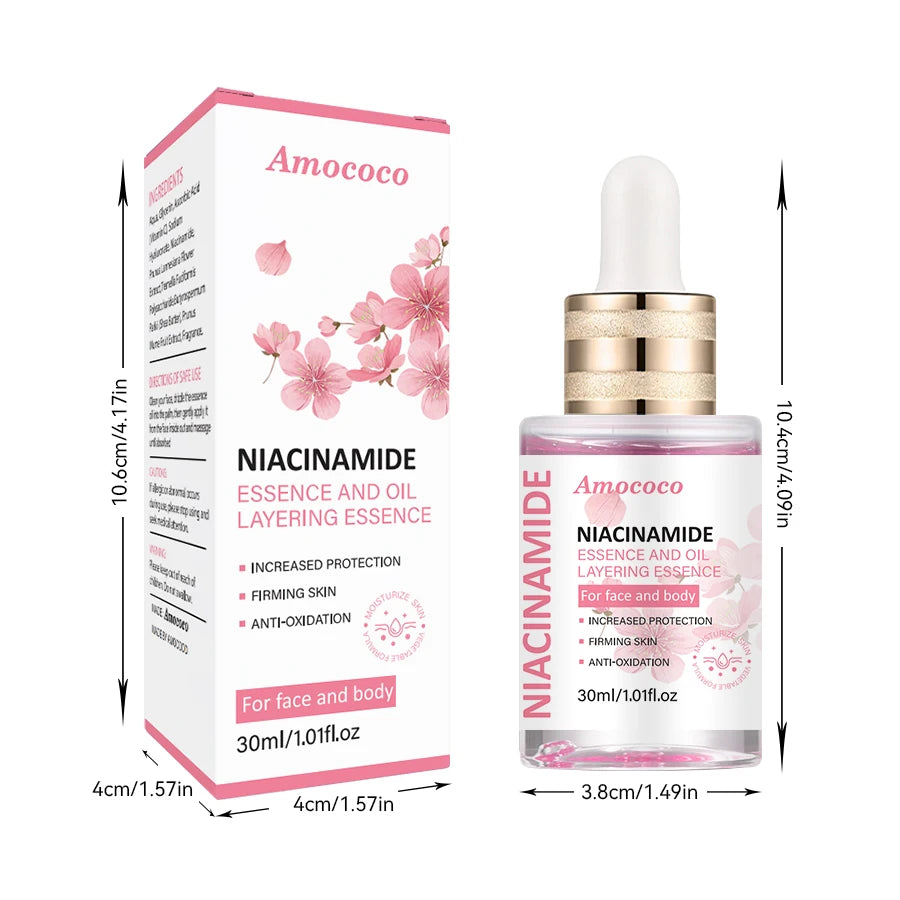 Amococo 2pcs Turmeric Niacinamide Serum Oil 30ml Water Oil Layered Essence for Face and Body Moisturizing Facial Serum with Vitamin C Hyaluronic Acid Turmeric Extract Niacinamide Lightweight Daily Skin Care
