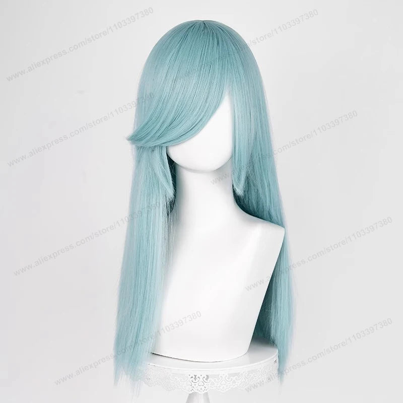 60cm Long Straight Cosplay Synthetic Wig With Bangs Golden Yellow Green Blonde Purple Heat Resistant Hair Anime Wigs + Wig Cap
