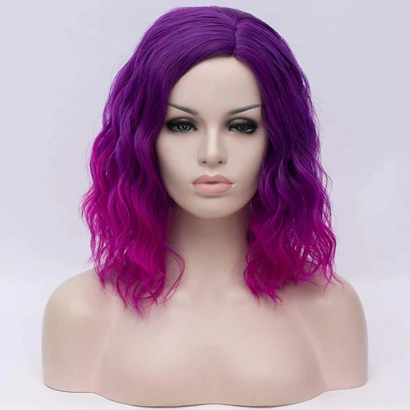 HAIRJOY Black White Wigs for Women Blue Pink Purple Green Multicolored Synthetic Hair Wig Cosplay Wigs Halloween