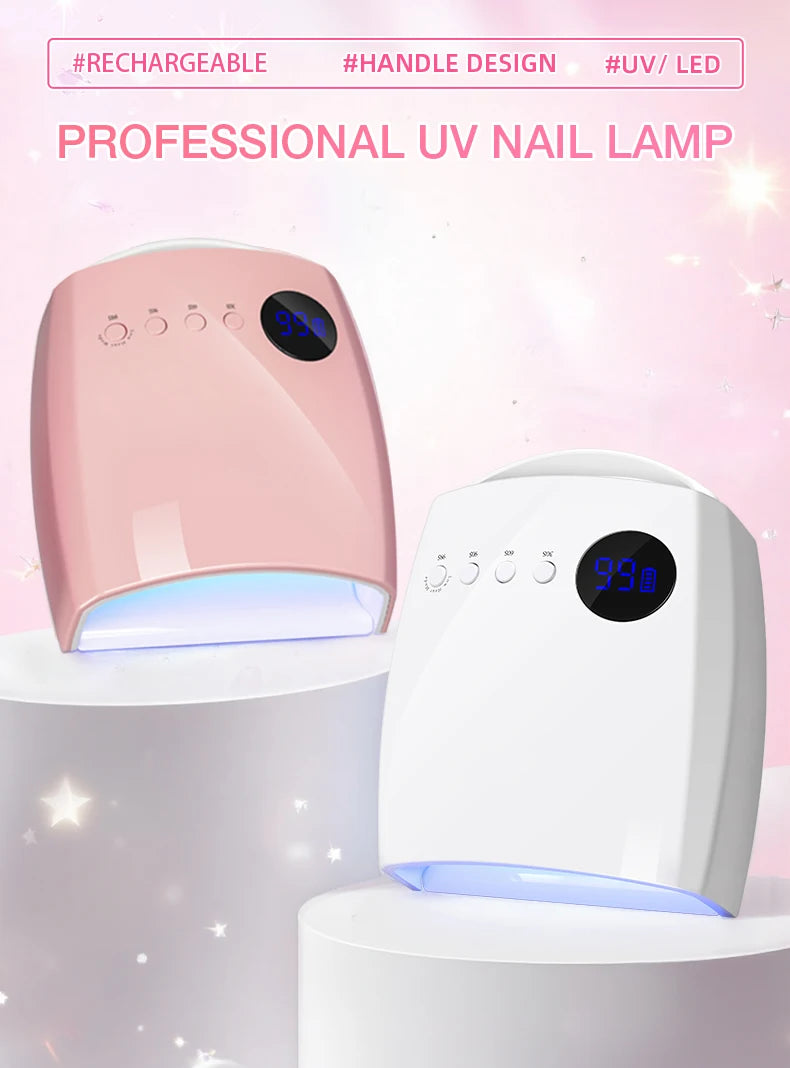 168W UV LED Nail Lamp Rechargeable Cordless Nail Dryer with 4 Timing Modes UV Light for Manicure with 7500mAh Battery