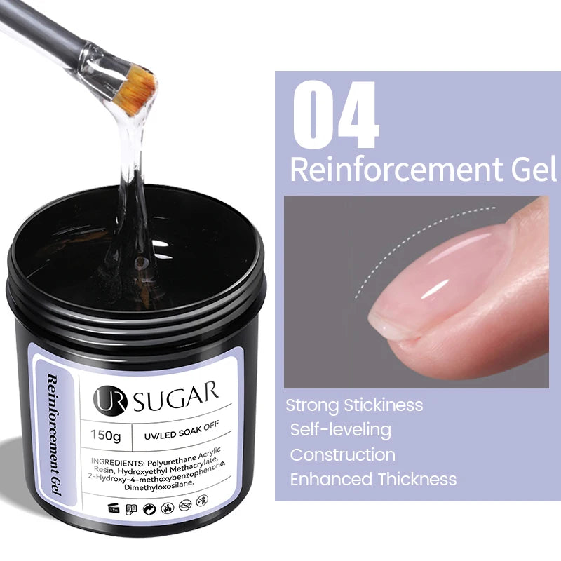 UR SUGAR 150g Jelly Gel Nail Extension Gel Milky White Nude Pink Quick Building UV Nail Hard Gels Self Leveling Construction Gel