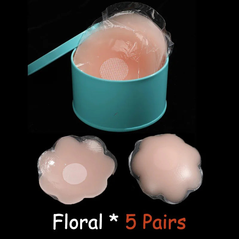 10/12 Pieces Reusable Invisible Silicone Adhesive Nipple Cover Pasties Pad For Women Sexy Lift Up Strapless Breast Petals Patch