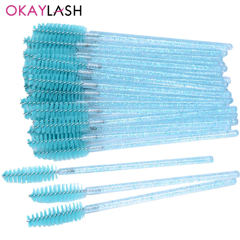 50pcs Crystal Eyelash Brushes With Contianer Disposable Lash Mascara Wands In Case Micro Makeup Applicators  Beauty Tools