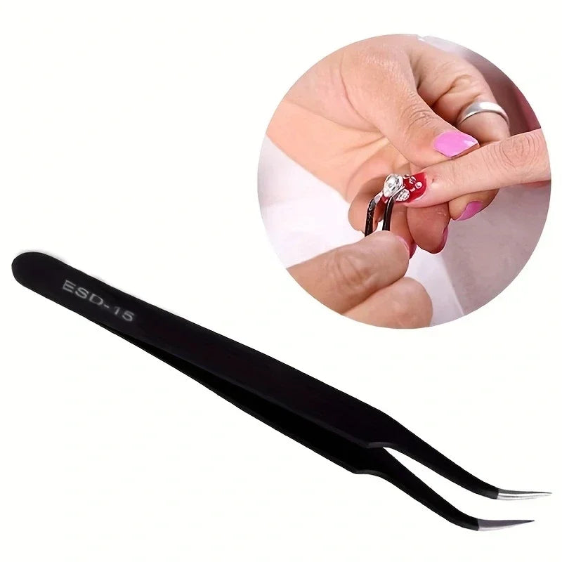 Stainless Steel Curved Straight Eyebrow False Eyelash Tweezers Nail Art Extension Makeup Tool Eeyelashes Tweezers