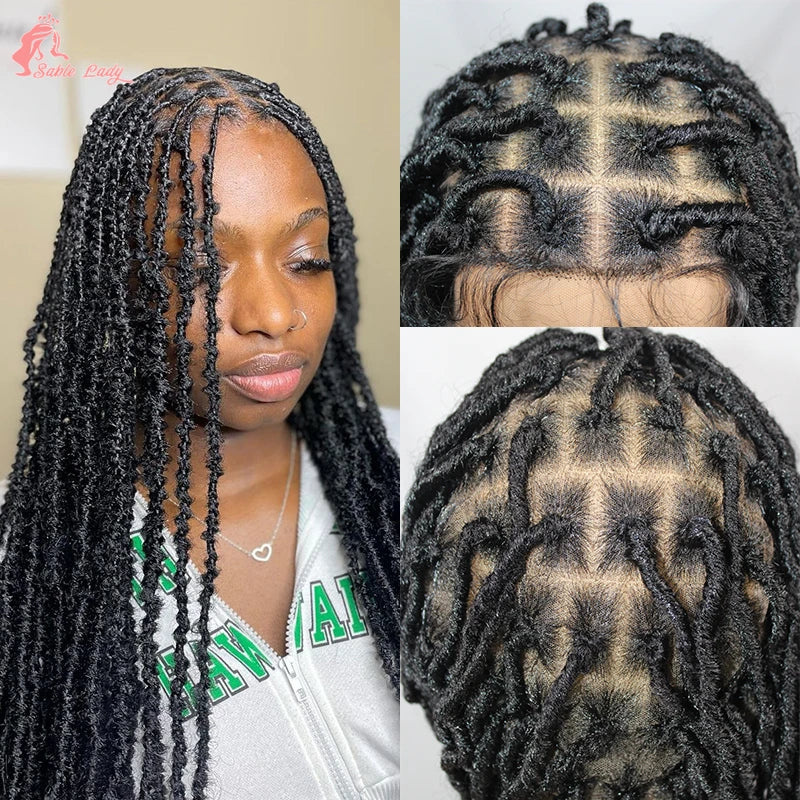 Long 40" Synthetic Knotless Braided Wigs Dreadlock Locs Braids Wigs for Black Women Twist Box Braids Full Lace Front Wig African
