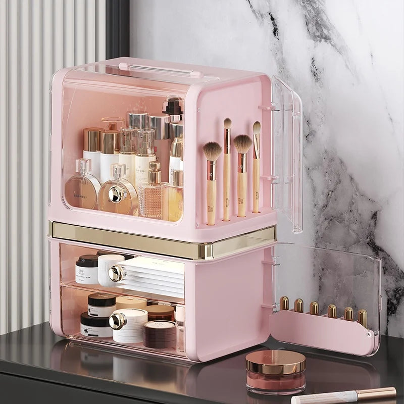 Storage box, cosmetics desktop, dust-proof, high-end drawer-type dressing table, lipstick and skin care products