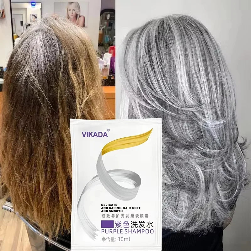 Gray Color Fixing Hair Dye Shampoo Cover Gray Hair Fade Yellow After Bleach Hair Shampoo Non-irritating Purple Shampoo Blonde