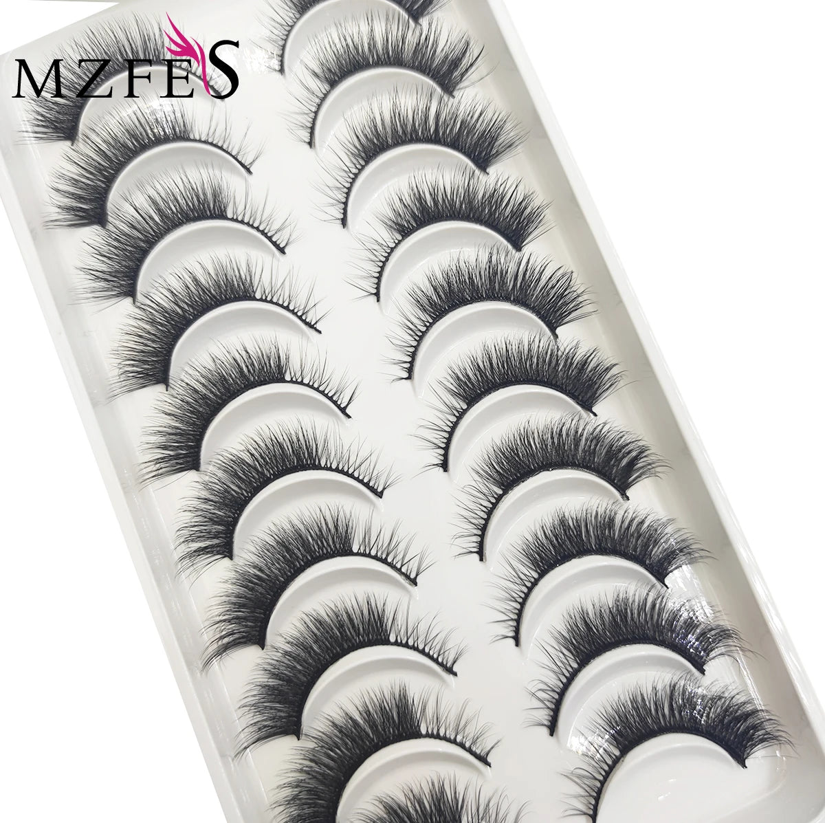 10 Pairs Natural 3d Mink Lashes Soft False Eyelashes Cross Messy Dense Eye Lashes Extension Makeup Faux Cils Cat Mini