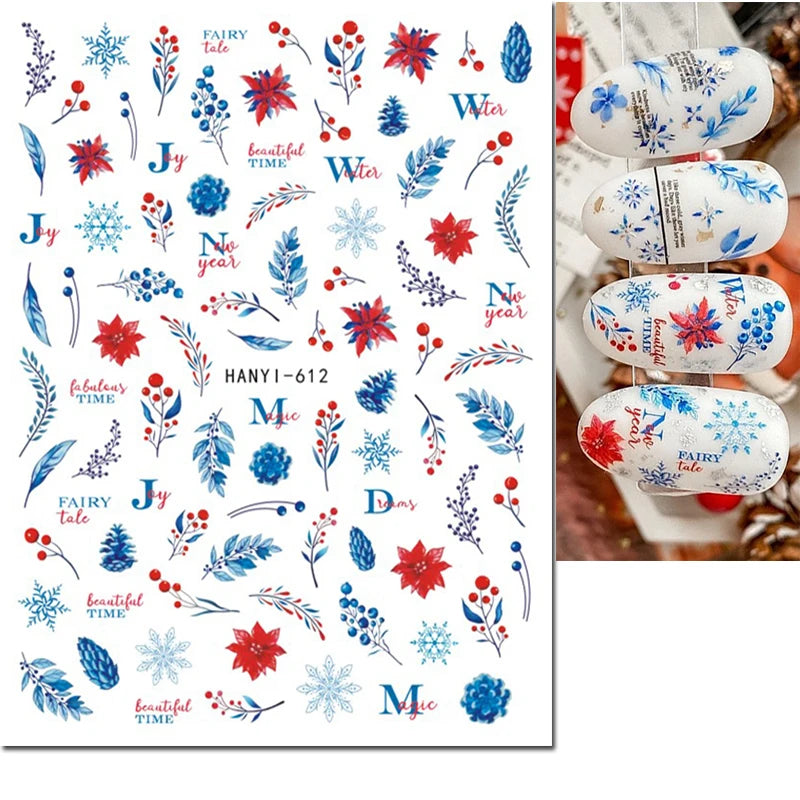 3d Nail Art Stickers Winter Christmas Trees Snow Mountains Xmas Snowflakes Decals For Nails Decoration Manicure Salon Beauty