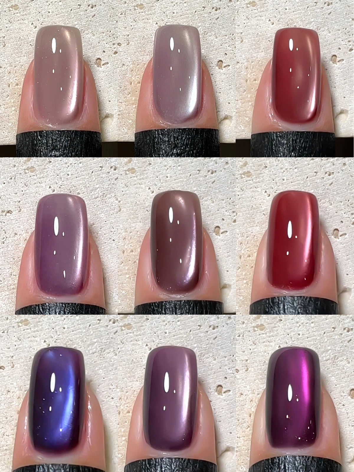 XEIJAYI 9Pcs 15ML Purple Cat Eye Nail Polish Gel Set UV Gel Soak Off Nail Magnetic Gel Polish Nail Art DlY For Salon At Home
