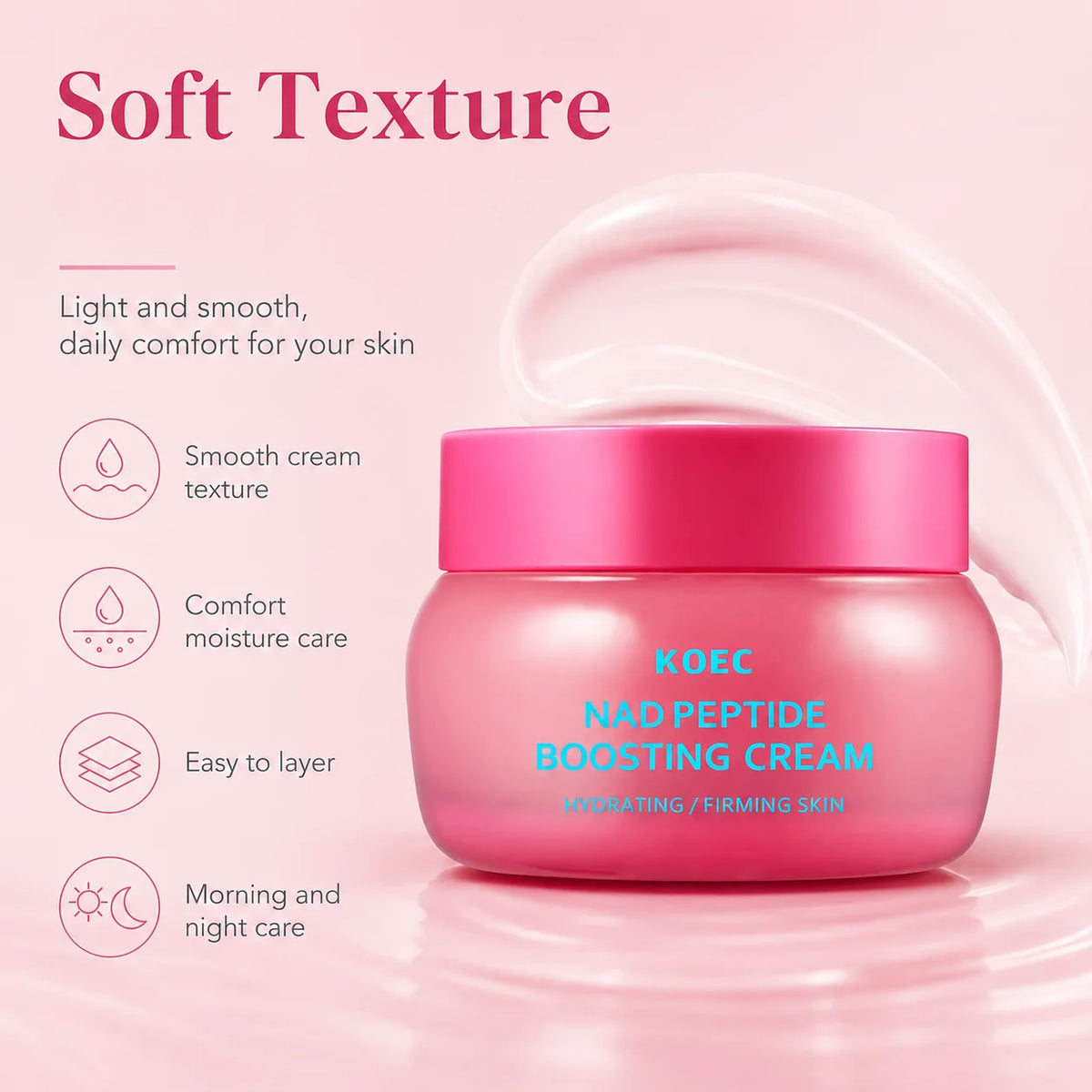 NAD Peptide Boosting Cream, Face Cream to Improve Uneven Skin Tone & Suitable for All Skin Types, With NAD & Ceramide, Revitalizing & Plumping for a Clear & Glowing Complexion