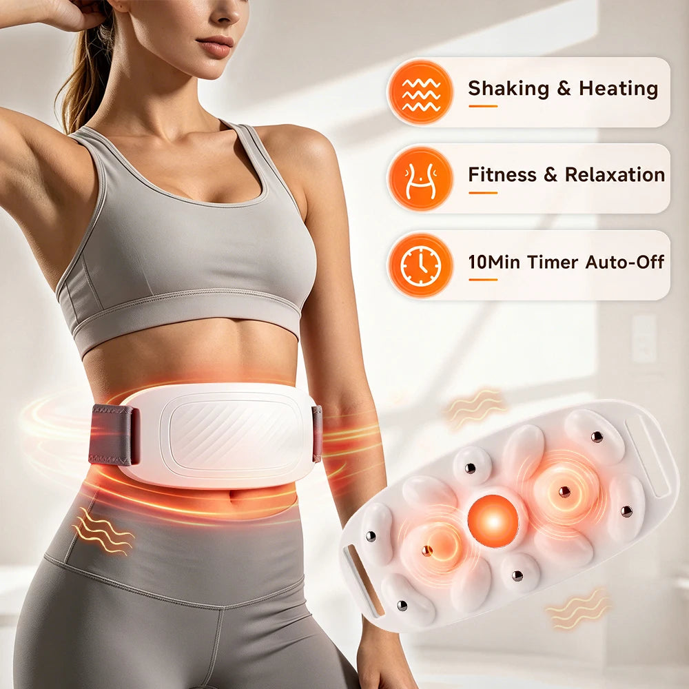 Electric Belly Massager 9 Modes 3 Heat Settings Rechargeable Abdominal Massager Cordless for Home Relax