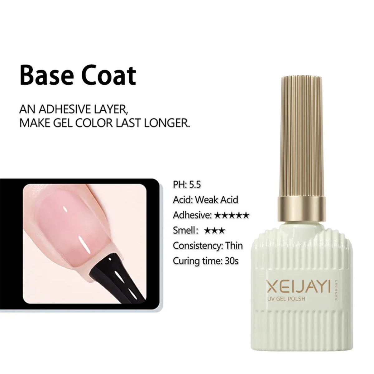 XEIJAYI Base Gel Super Top Coat Manicure Matte Top Coat Semi Permanent Soak Off UV Gel Varnish 15ml
