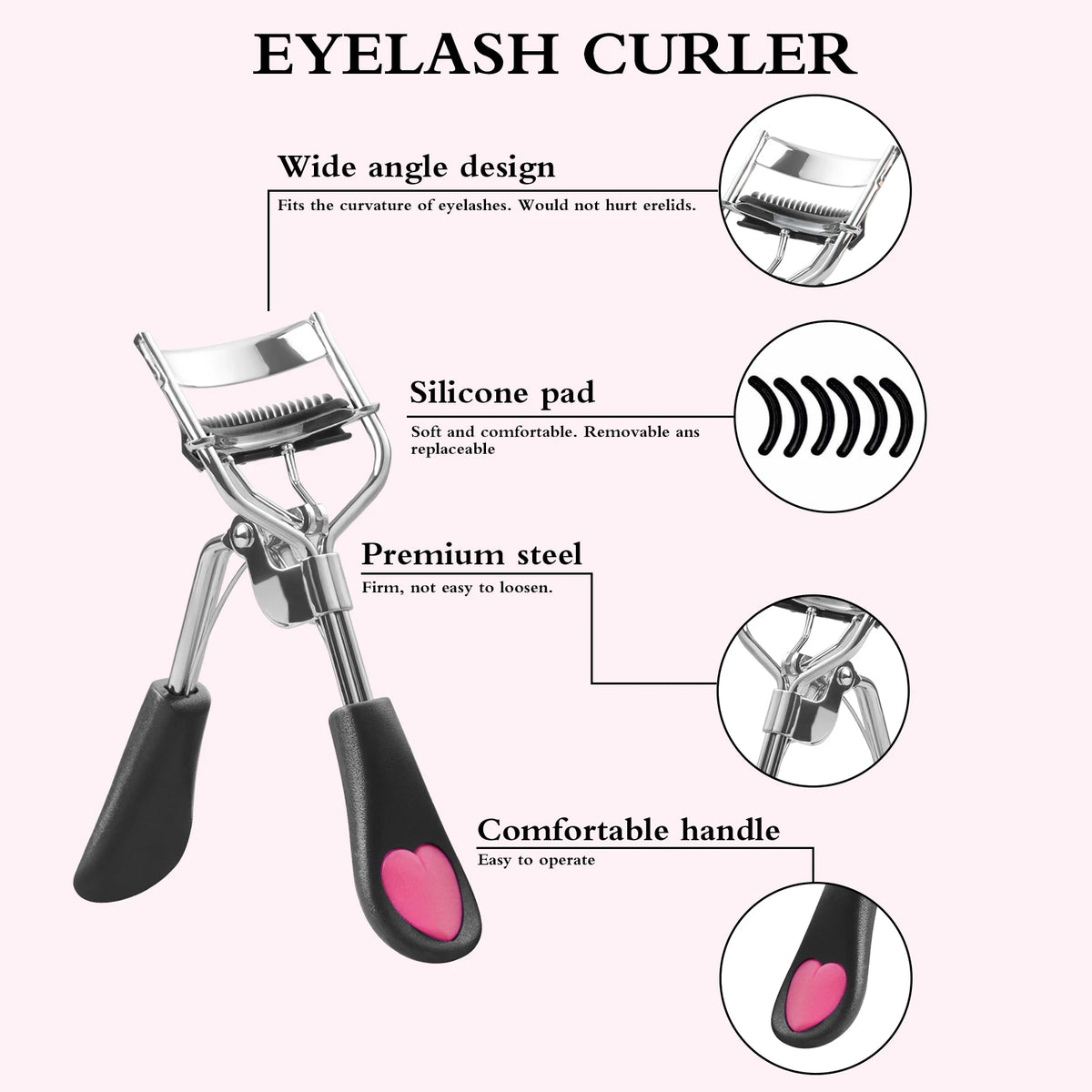 6Pcs Eyelash & Eyebrow Makeup Tools Kit Eyelash Curler Dual End Brow Brush Lash Comb Spoolie Applicator