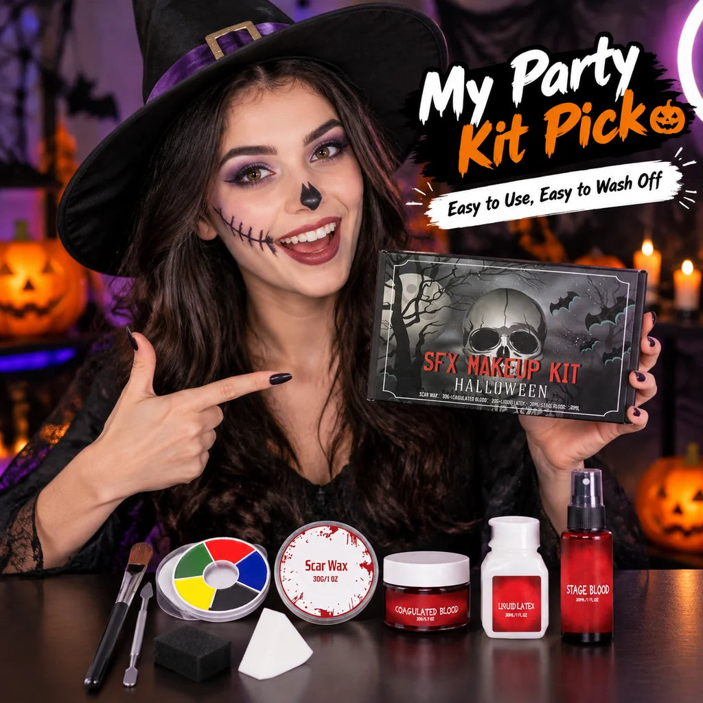 Halloween Makeup Kit 200g SFX Scar Wax Fake Blood Gel Set Safe Special Effects Wound Makeup Zombie Party Supplies For Women