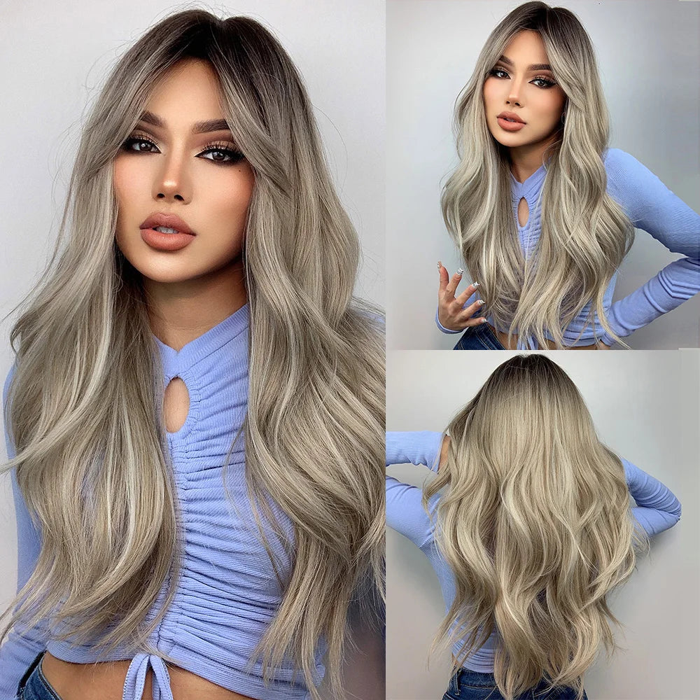 HENRY MARGU Light Green Curly Synthetic Wigs Long Colorful Wig with Bangs Heat Resistant Fiber for Cosplay Party Women Girls Use