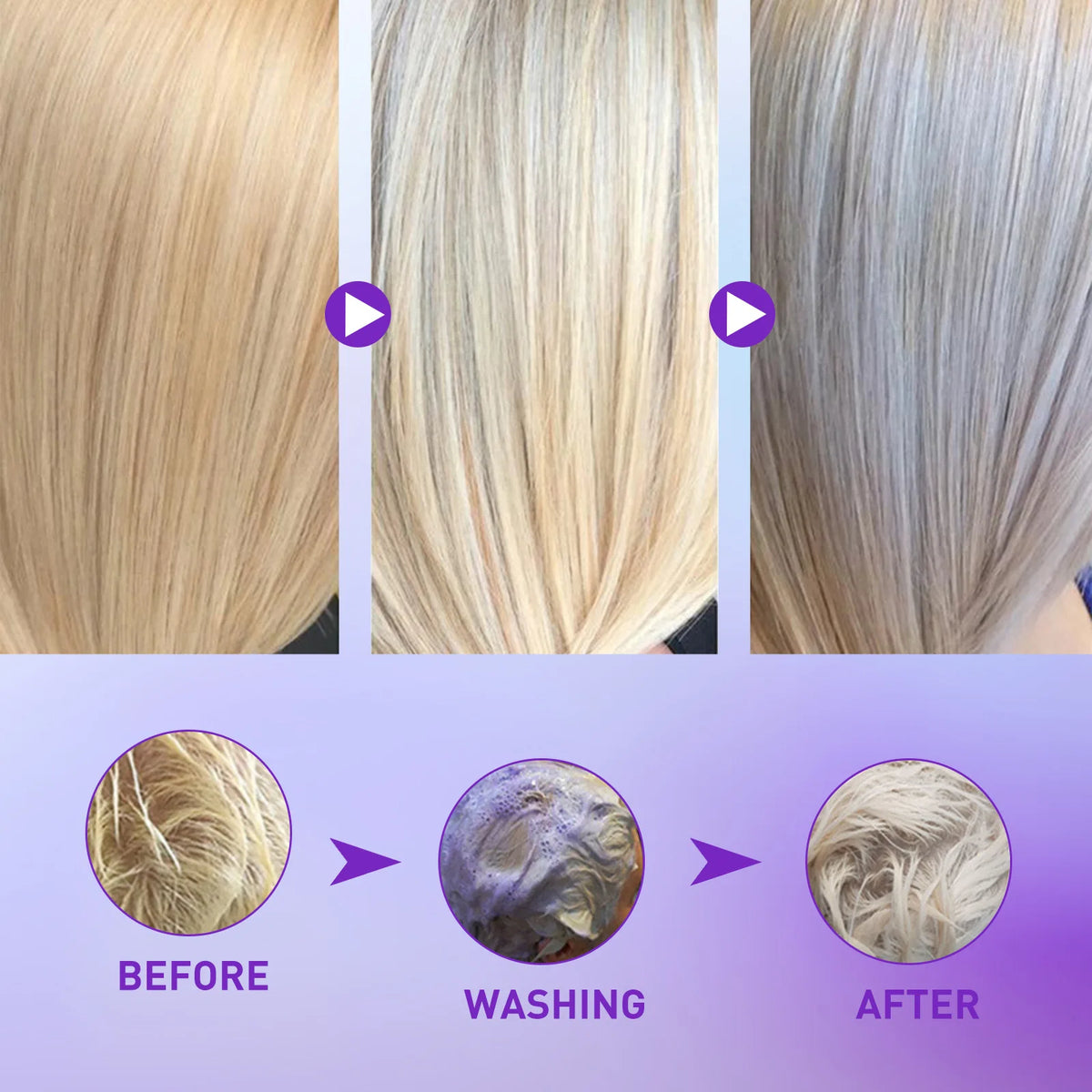 30ML Gray Color Fixing Hair Dye Shampoo Cover Gray Hair Fade Yellow After Bleach Hair Shampoo Non-irritating Purple Shampoo