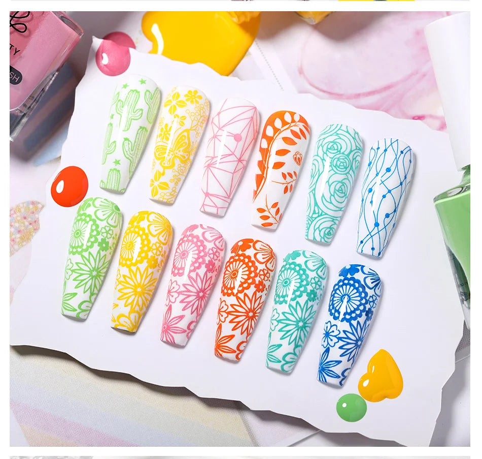 BORN PRETTY 10ml Stamping Nail Polish Set Gold Silver Black White Color Nail Printing Polish DIY for Nail Plate Design Varnish