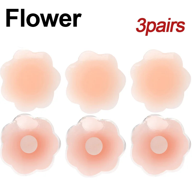 Round Reusable Breast Petals Lift Invisible Silicone Bra-less Pasties Pad Nipple Cover Invisible Petal Adhesive Stick on Bra