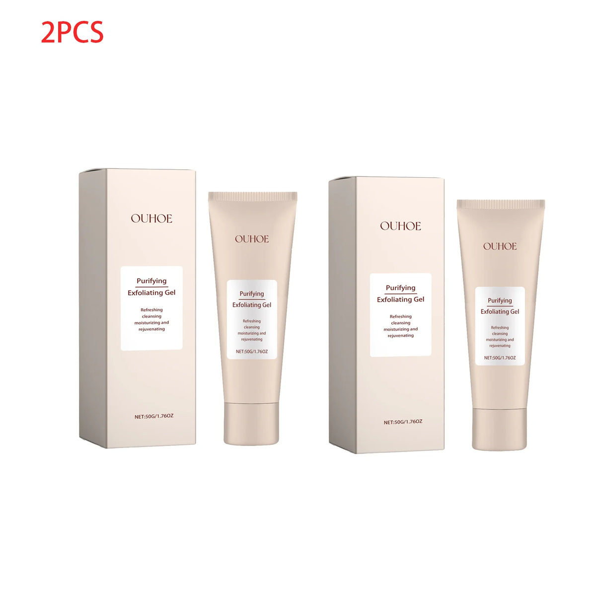 OUHOE Purifying Exfoliating Gel 50g, Refreshing Cleansing Peeling Gel, Moisturizing Rejuvenating Skin Exfoliator, Gentle Face Body Exfoliating Scrub Gel for Daily Skin Care