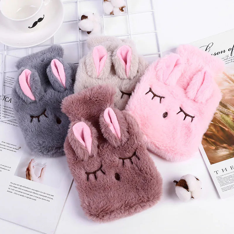 Soft Kawaii Hot Water Bottles Plush Rubber Hand Warmer Foot Belly Explosion-proof Insulating Hot Water Bag for Women Period Pain