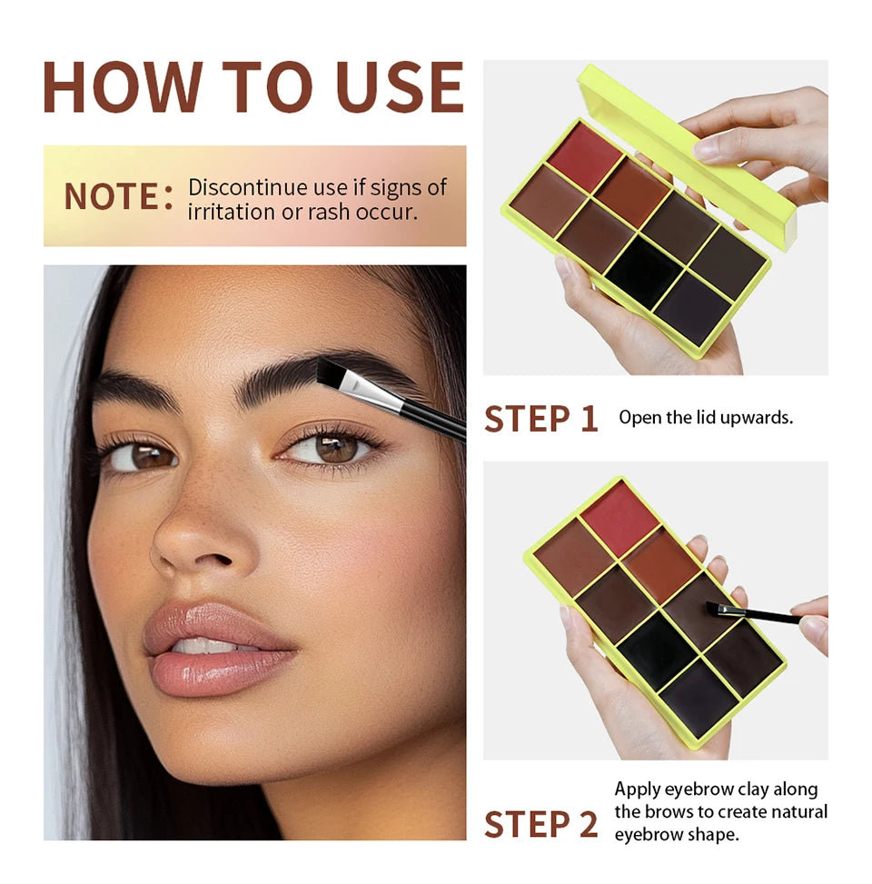 8 Shades Eyebrow Blush Palette With 3Pcs Makeup Brushes  Matte Shimmer Shadow Long Lasting Cosmetics Halloween Makeup Set